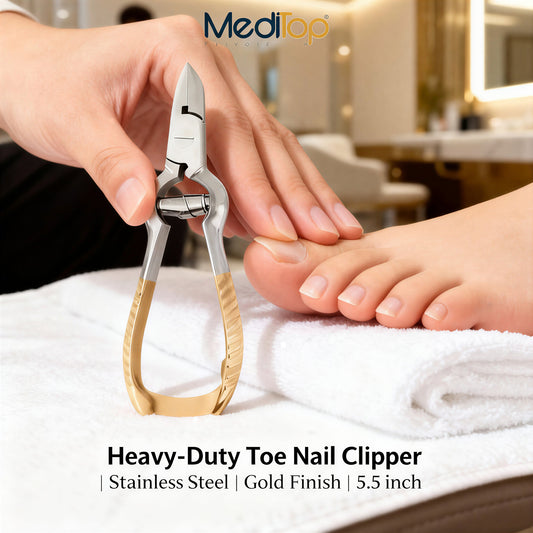 Heavy-Duty Toe Nail Clipper (5.5โ) โ Premium Stainless Steel with Gold Grip