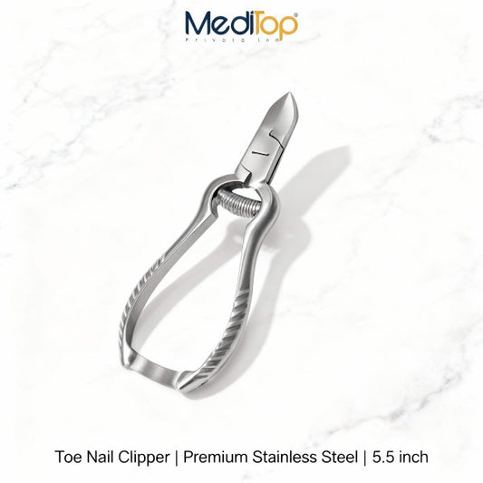 Meditop Heavy-Duty Toenail Clipper (5.5”) For Thick & Ingrown Nails | Surgical-Grade Steel