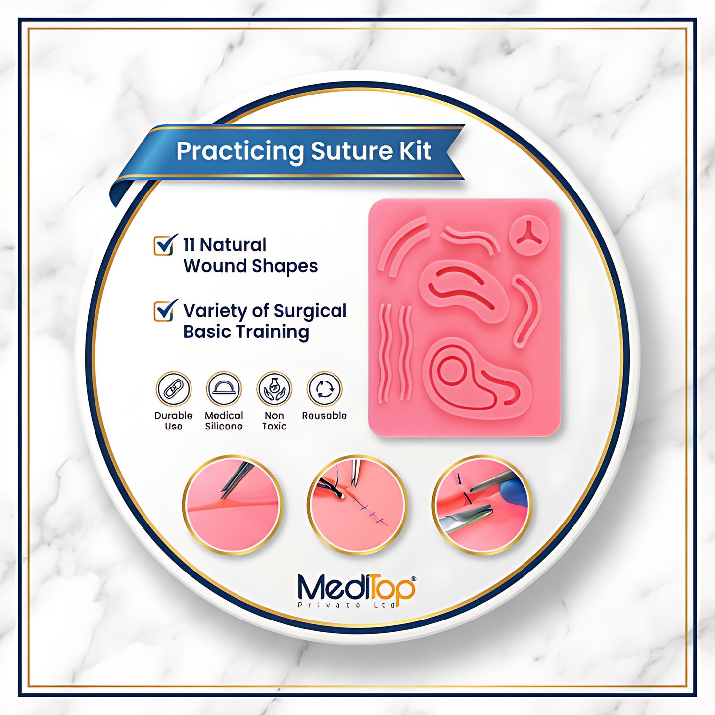 Ear Model Suture Practice Pad – 3-Layer Human Skin Silicone Training Pad for Medical & Vet Students | AU Stock